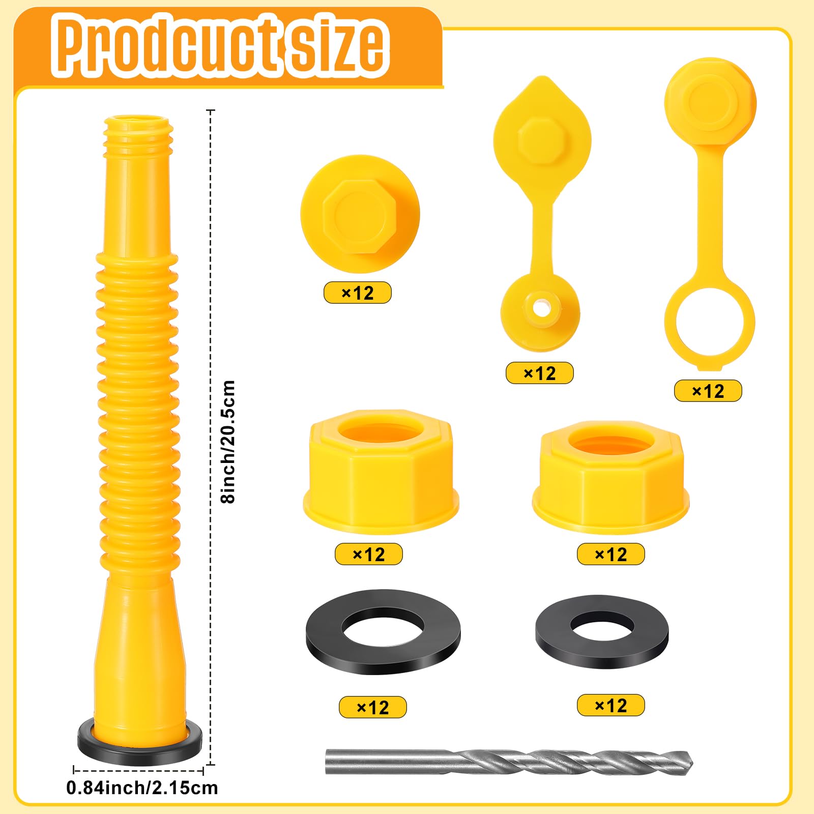 Datanly gas can nozzle kit contents for versatile fuel handling.