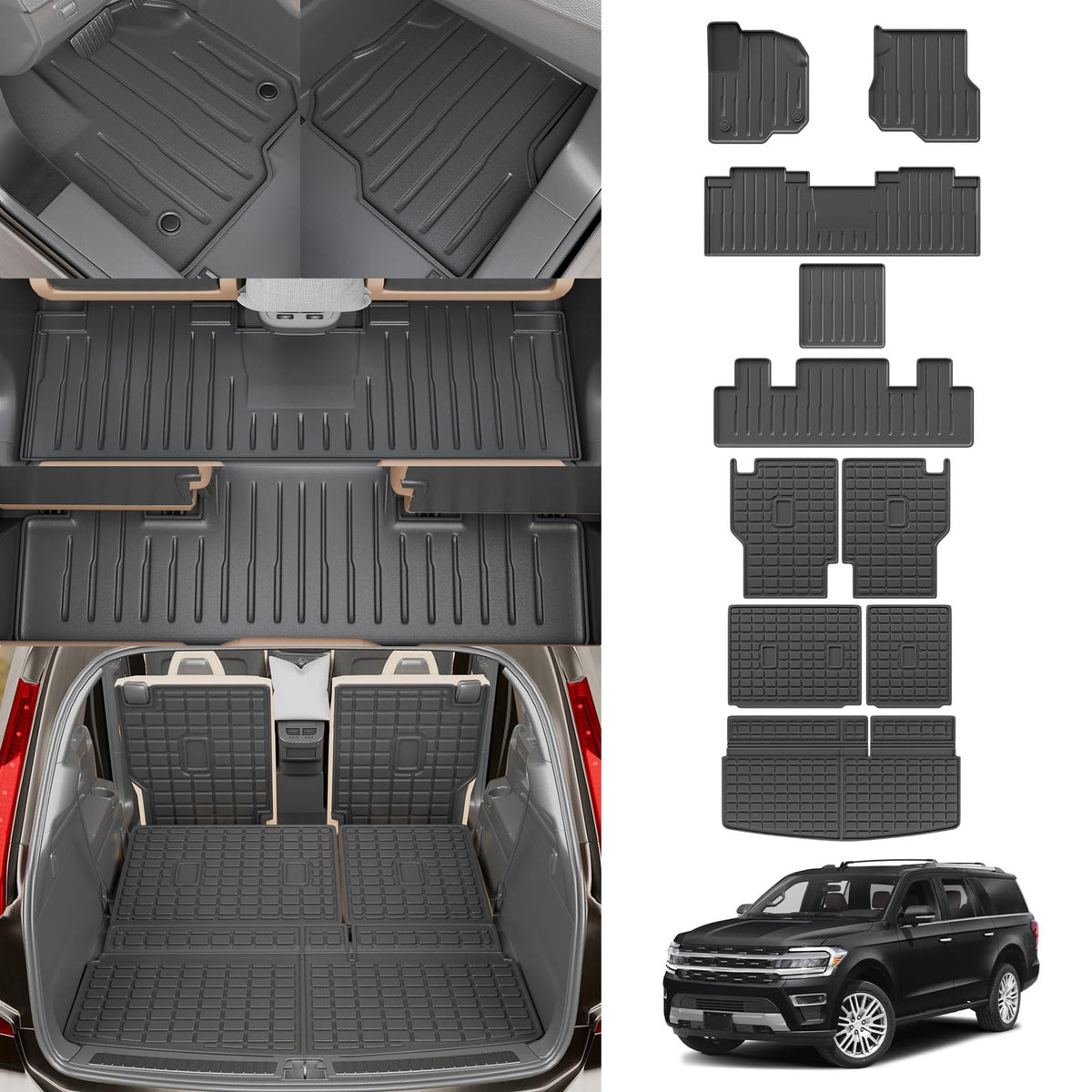 Dattumar Ford Expedition trunk mat protects cargo area with waterproof, easy-clean surface.