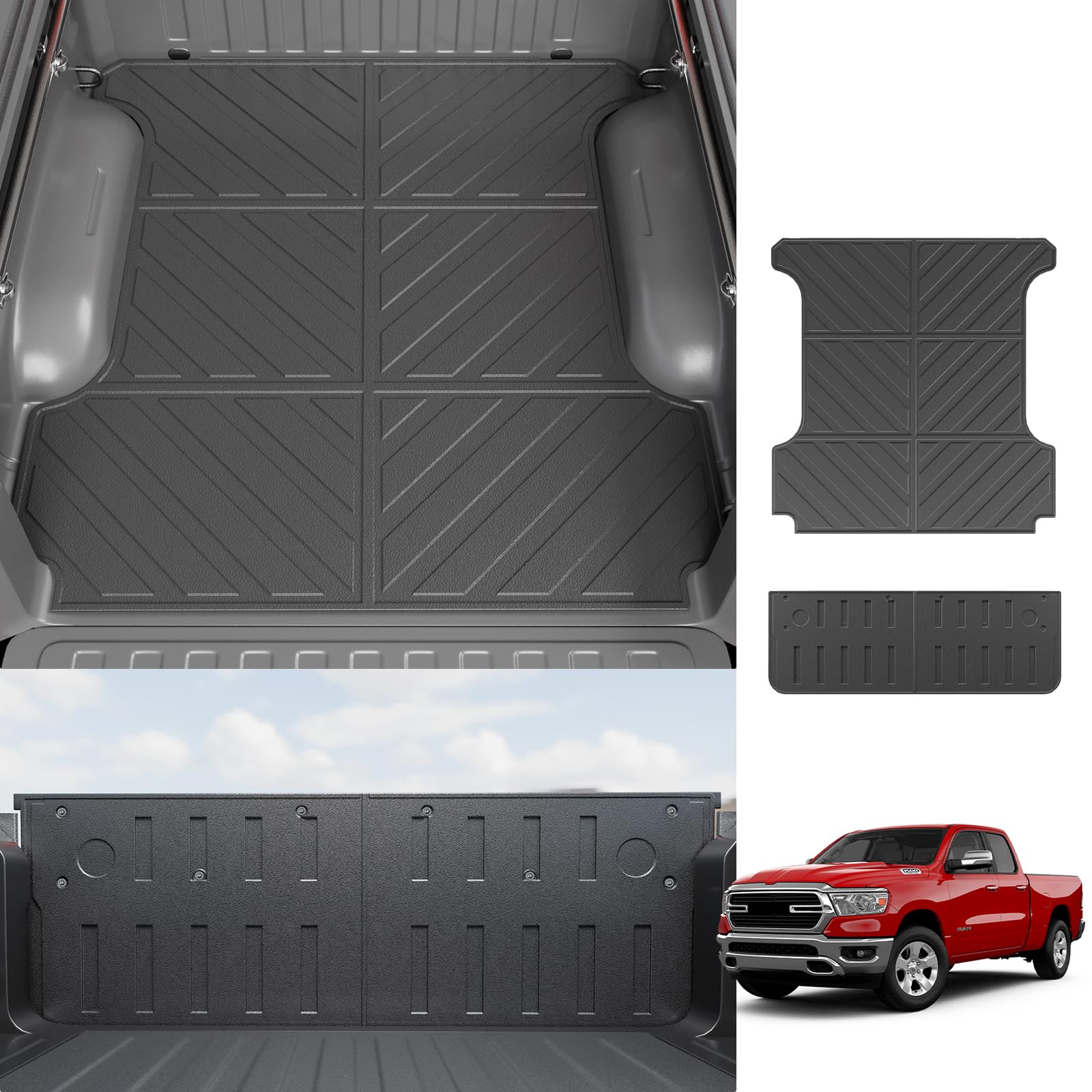 Dattumar truck bed mat for Ram 1500 5.7ft with precise fit and all-season protection