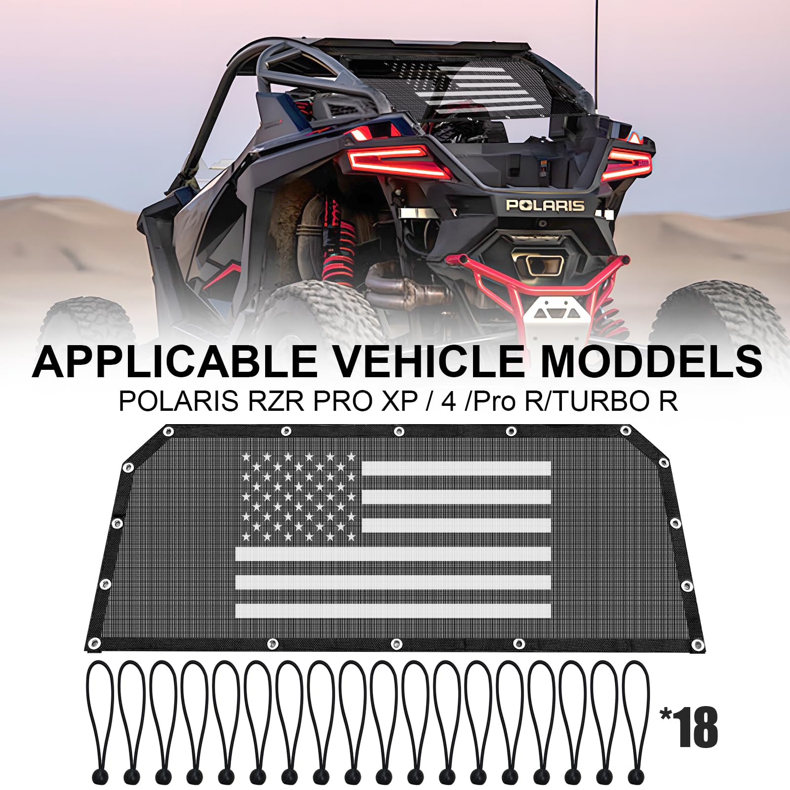 Dawnjaccee rear window net for Polaris RZR Pro R with soft mesh enhances airflow and debris protection