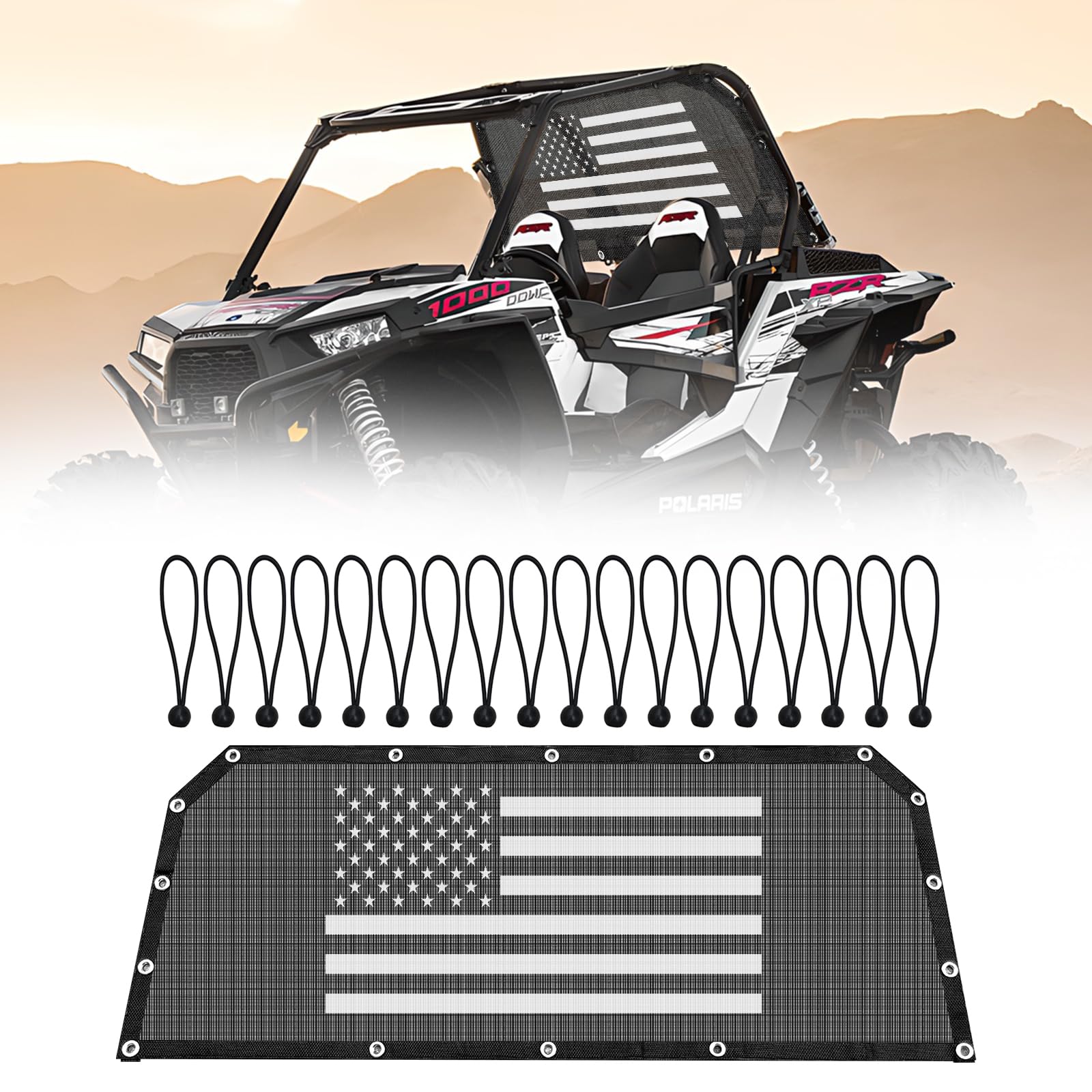 Dawnjaccee tool-free installation rear window net quickly mounts to roll cage