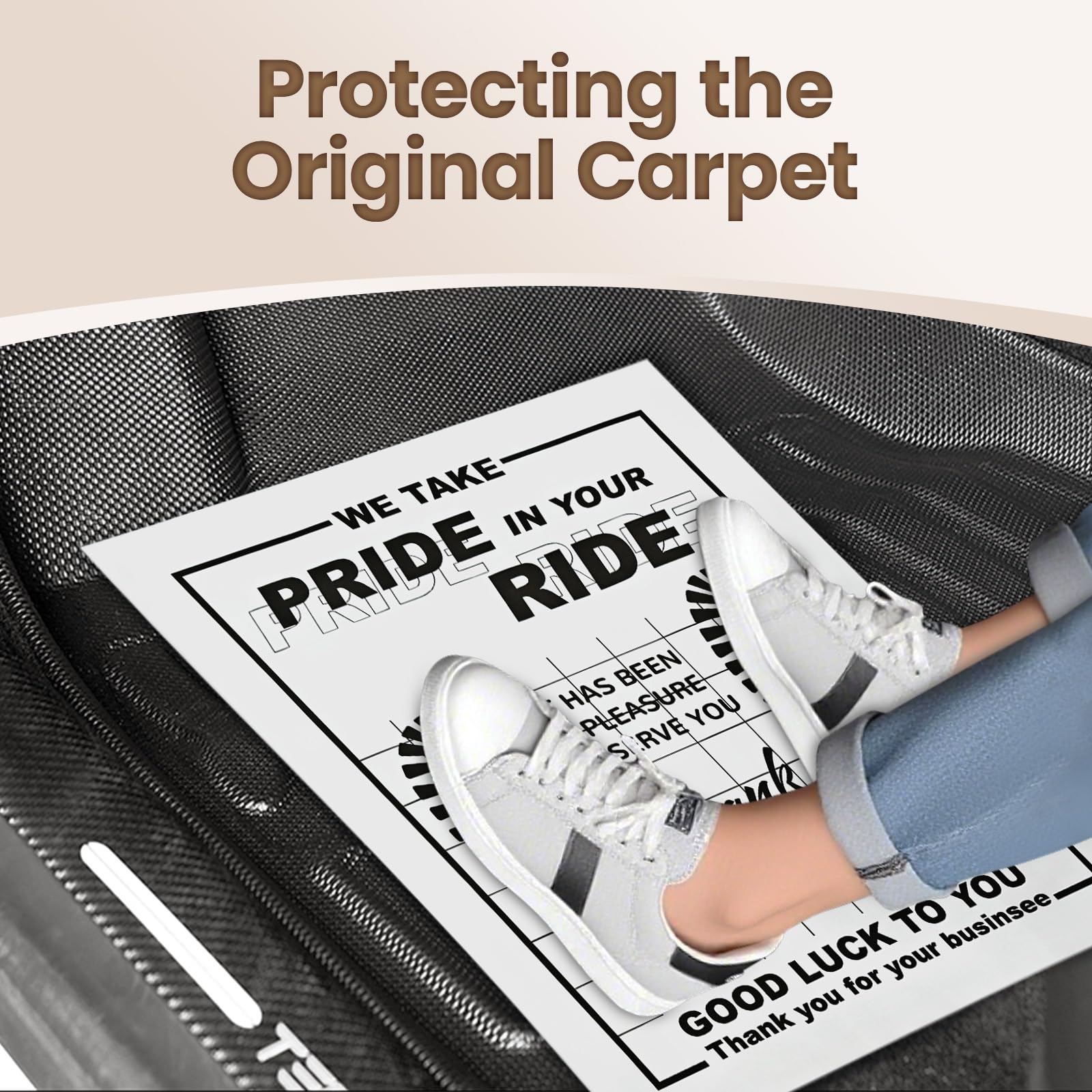 Dayacoco paper floor mats measure 20 by 16 inches for broad vehicle coverage.