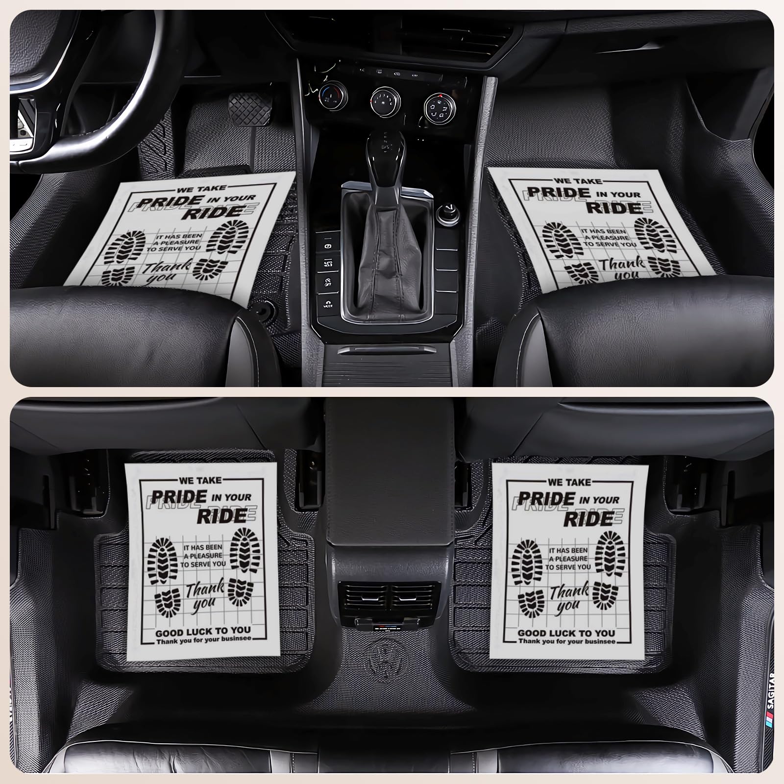 Dayacoco paper floor mats feature a thank-you design for a warm customer touch.