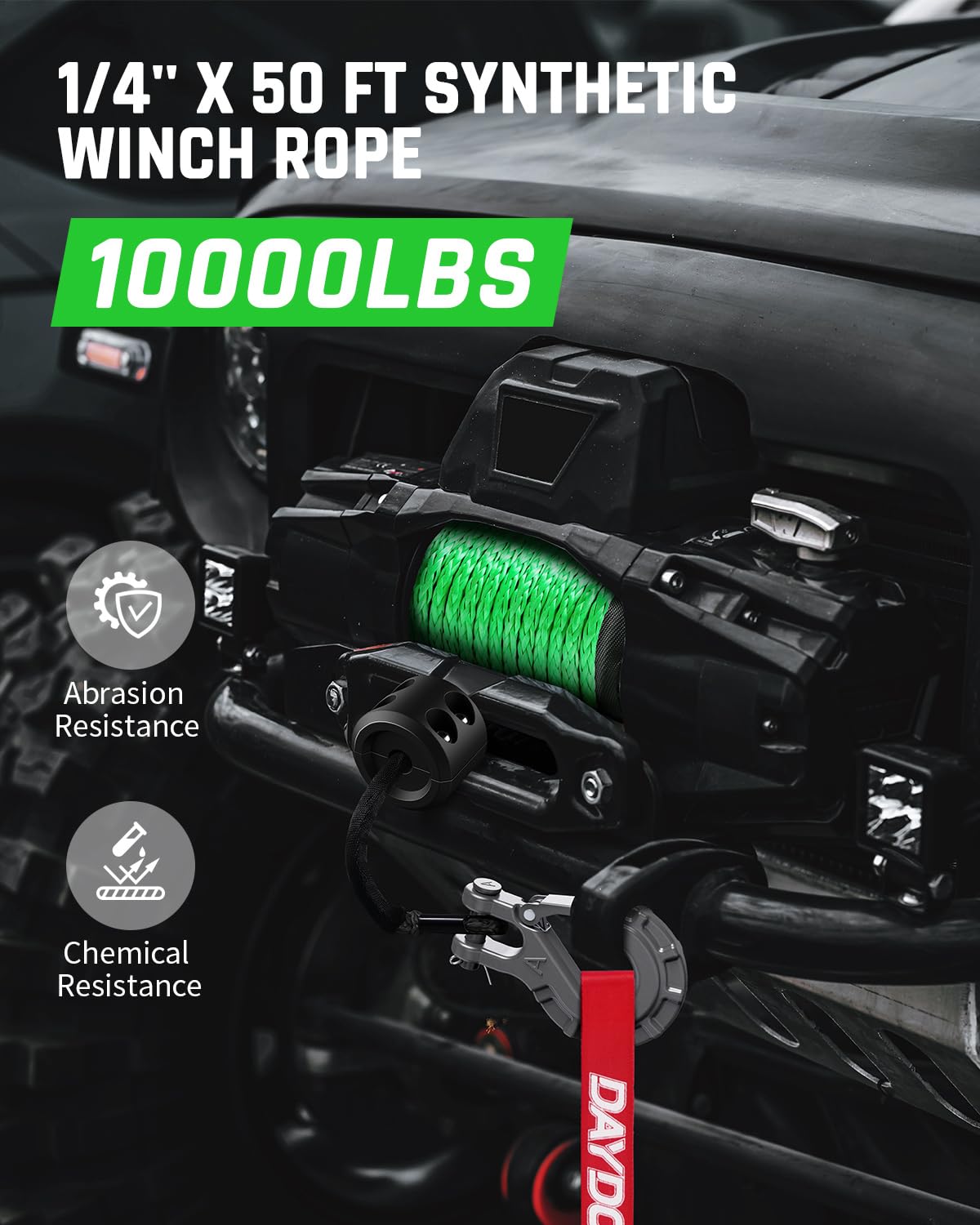 DAYDOOR forged winch hook ensures strong, safe connections during towing and recovery.