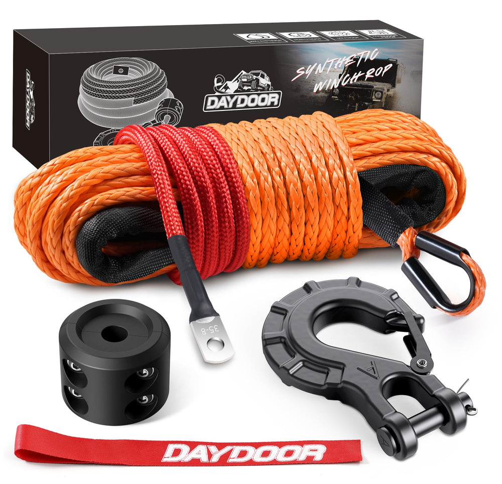 DAYDOOR synthetic winch rope 1/4 inch by 50 ft for reliable vehicle recovery