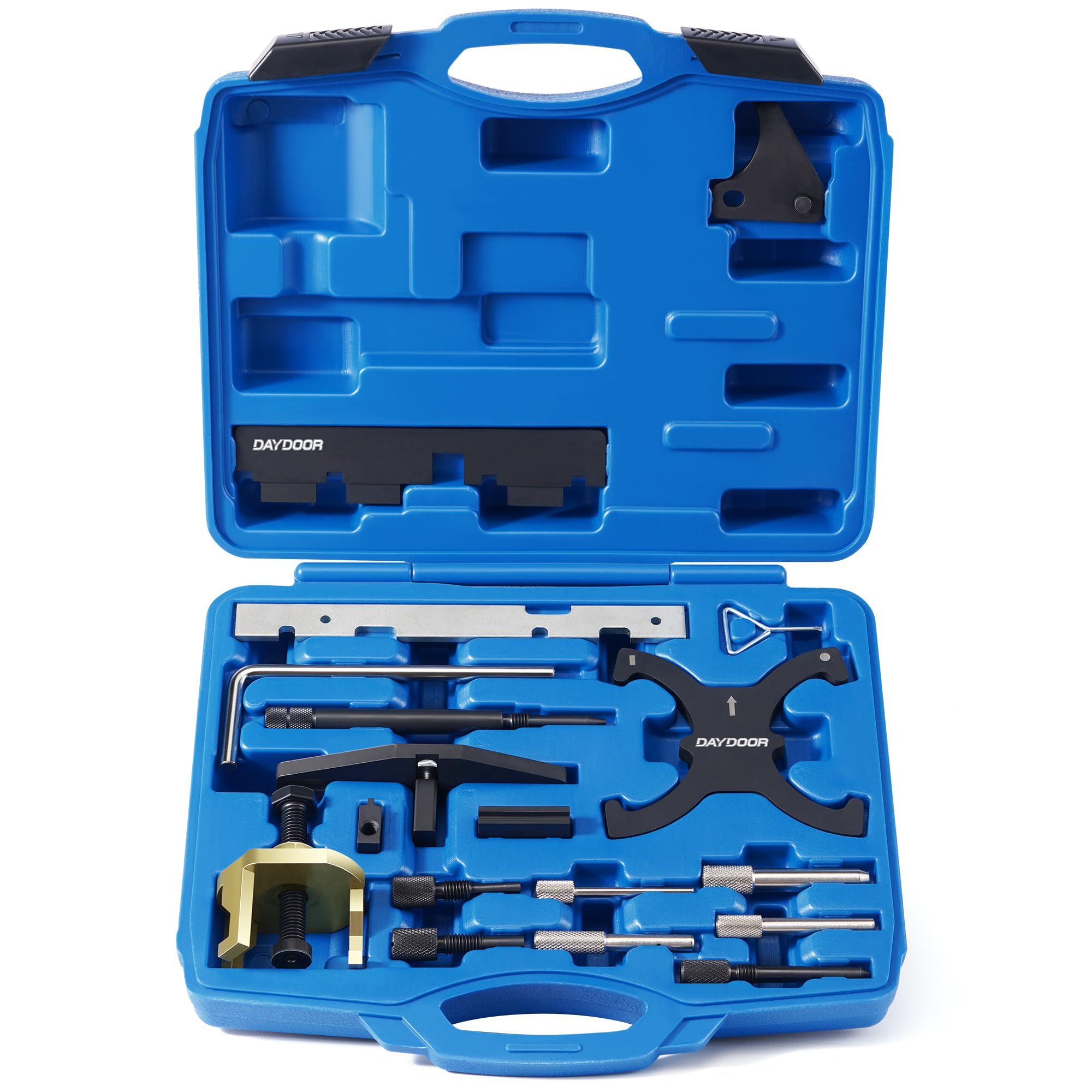 DAYDOOR timing tool kit close-up showing camshaft locking tool for precise timing.