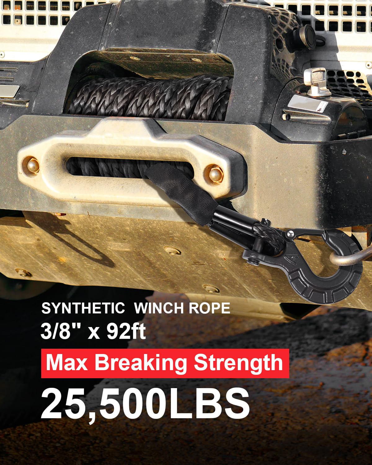 DAYDOOR winch rope with forged hook ready for rugged recovery.