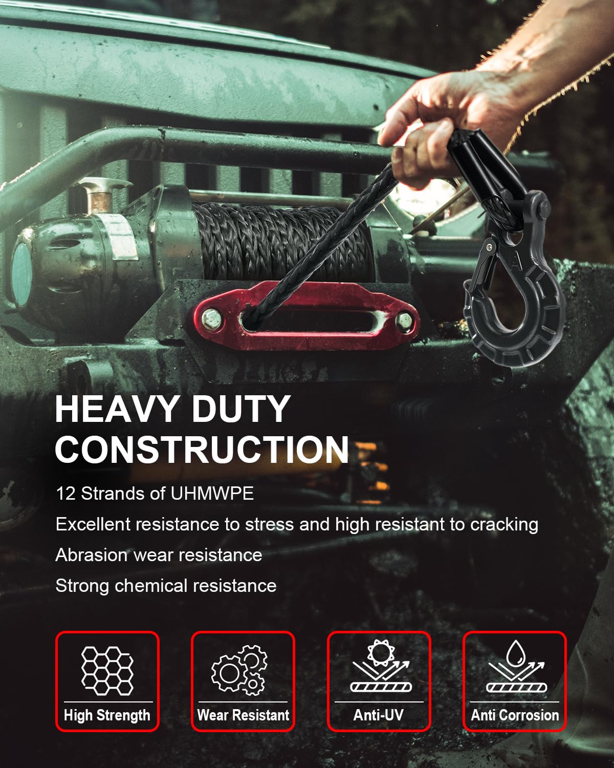 DAYDOOR rope with UV coating protects fibers for longer life.