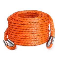 DAYDOOR Winch Rope Extension 50ft, coiled orange, lightweight recovery upgrade.