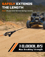 DAYDOOR Winch Rope Extension 50ft in use on an ATV for extended reach.