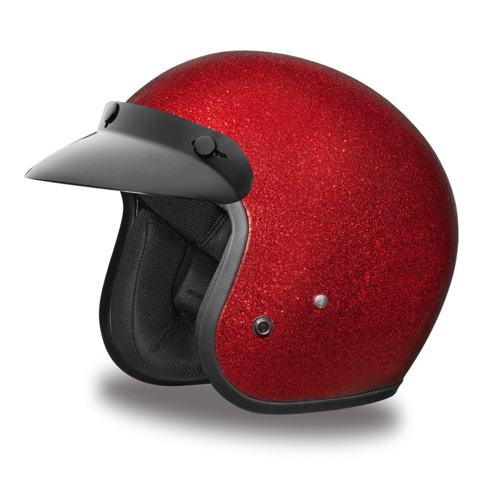Daytona Cruiser helmet with red metal flake shell for bold street style and light protection.