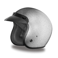 Daytona Cruiser helmet front view with silver metal flake finish and cruiser styling