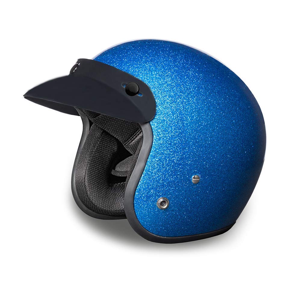 Daytona Cruiser helmet blue metal flake front view shows sleek 3/4 shell