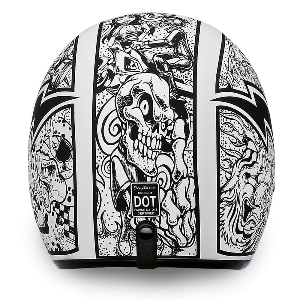 Daytona Helmets DOT-certified label closeup confirming safety standard