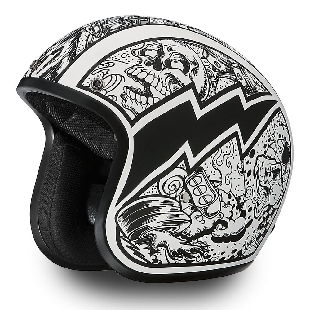 Daytona Helmets lightweight-durable construction highlight on open-face shell