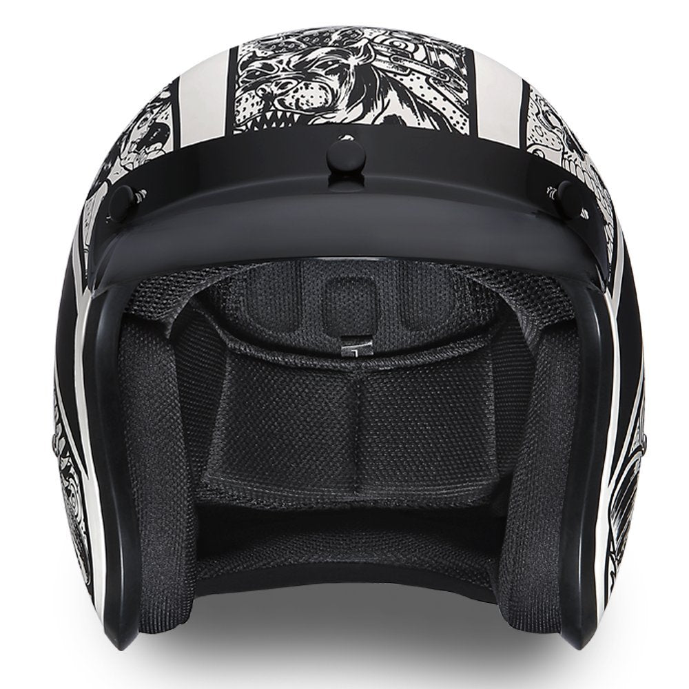 Daytona Helmets open-face helmet side view showing ergonomic adjustable fit