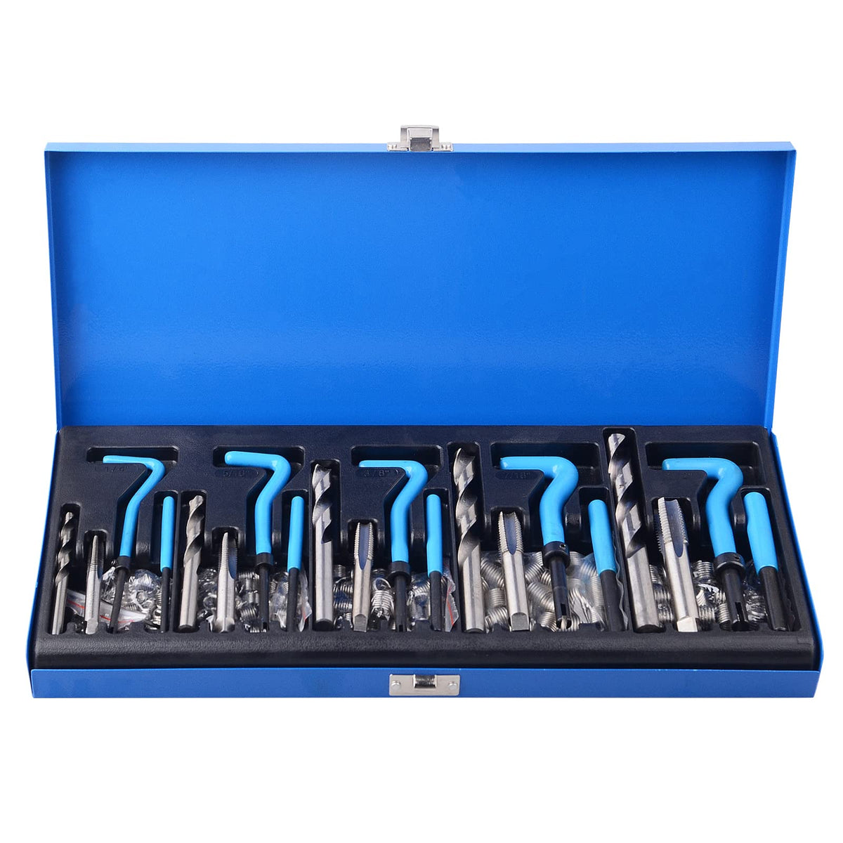 DAYUAN 131pc SAE thread repair kit display with complete set for quick restorations.