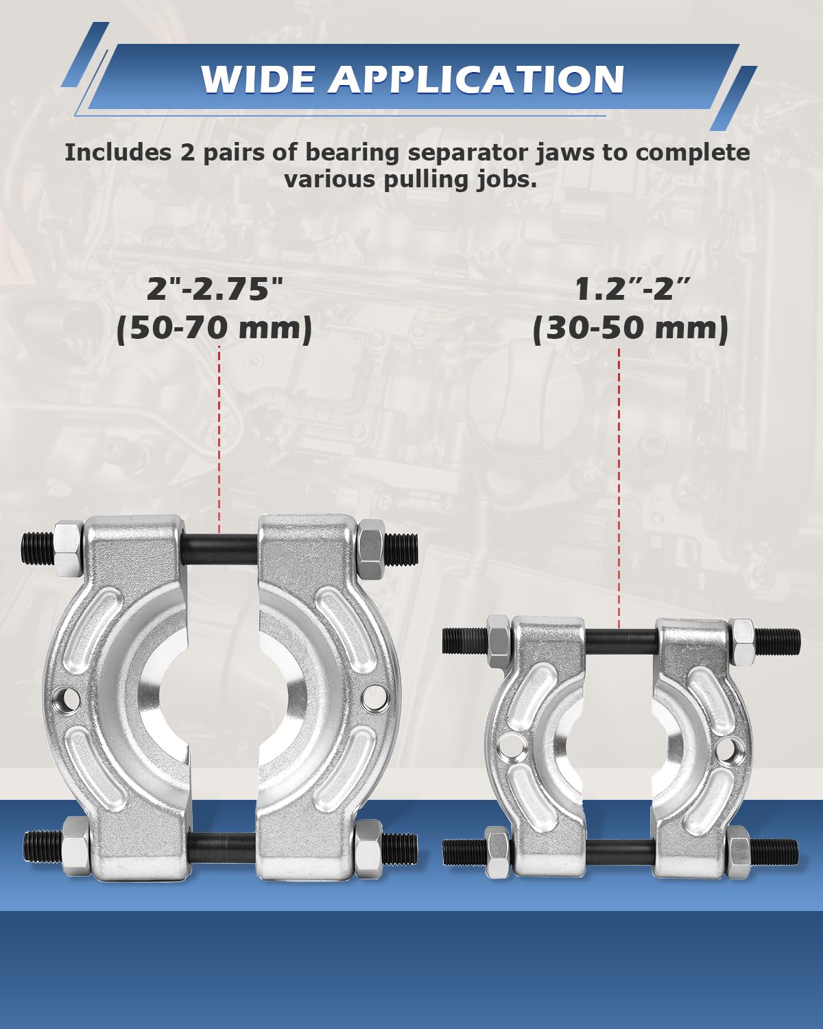 DAYUAN bearing separator jaws 2-inch, precision fit for narrow bearing splits.