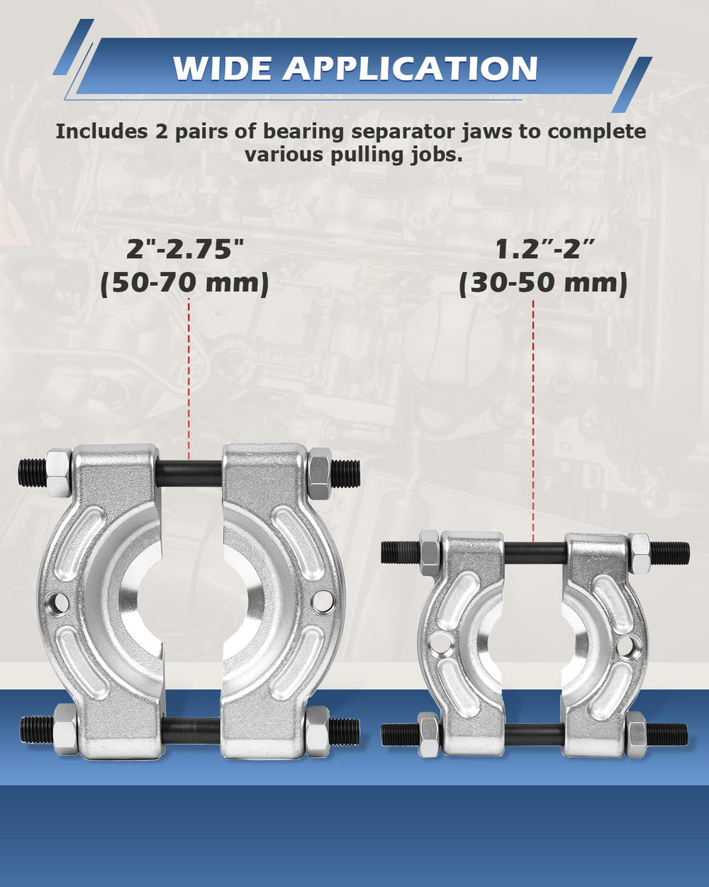DAYUAN bearing separator jaws 2-inch, precision fit for narrow bearing splits.