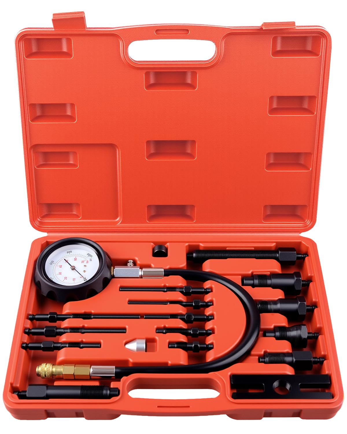 DAYUAN compression tester adapter set laid out for versatile testing.