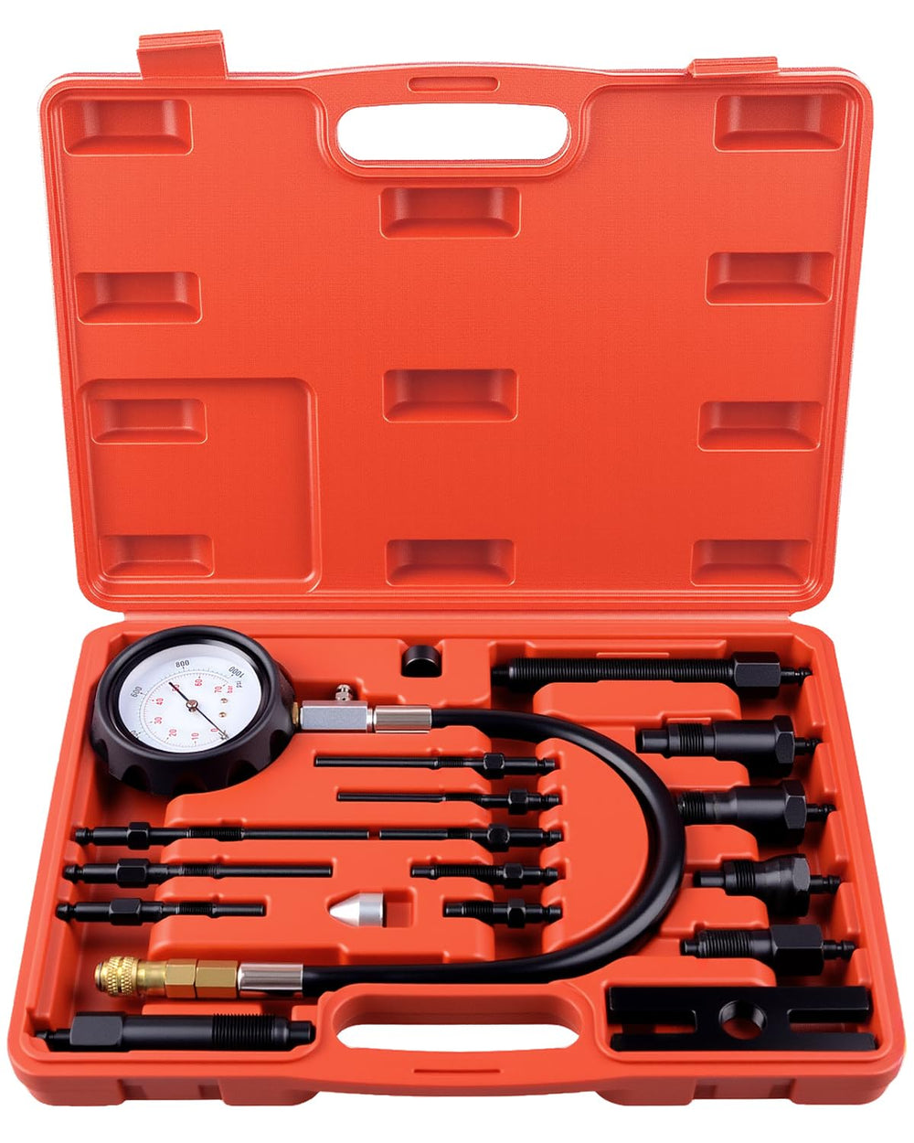 DAYUAN compression tester adapter set laid out for versatile testing.