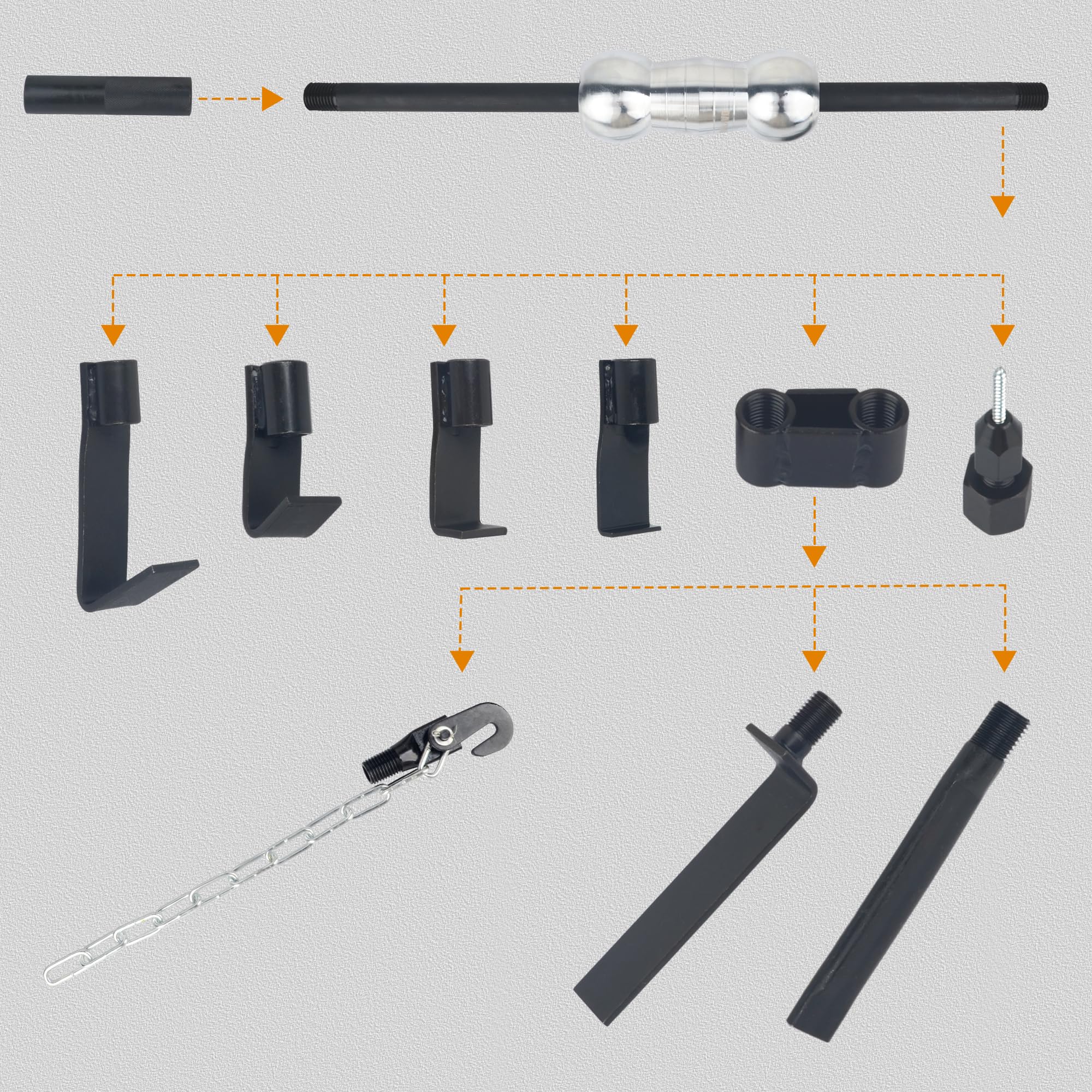 DAYUAN dent puller set with hardened steel adapters for durable repairs.