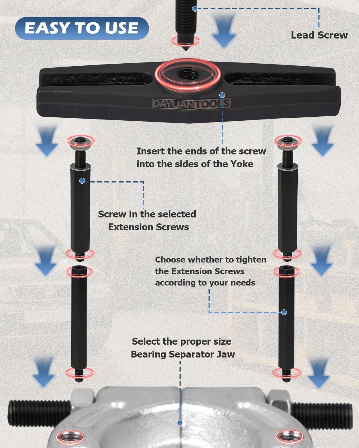 DAYUAN cross bar supports stable pull during wheel or flywheel separation.