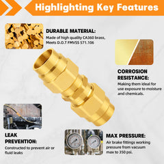 Dazakoot brass DOT air brake end fitting with sleeve tubes for secure sealing.