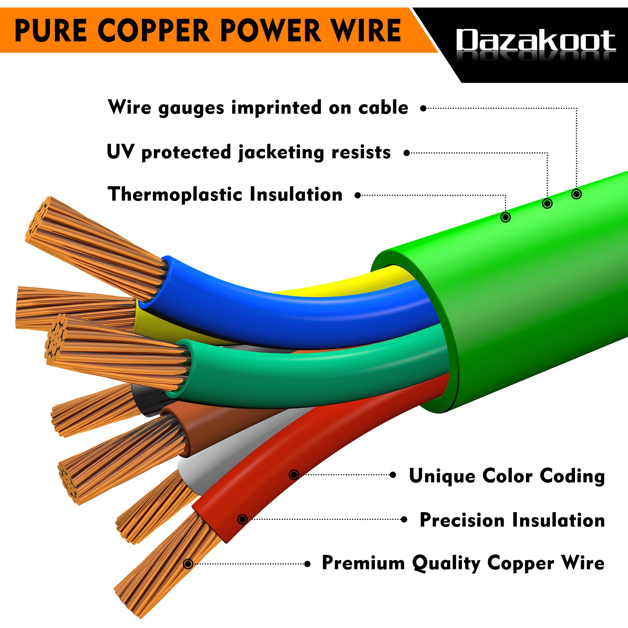 Dazakoot trailer cord compatible with trailers, RVs, caravans and towed vehicles