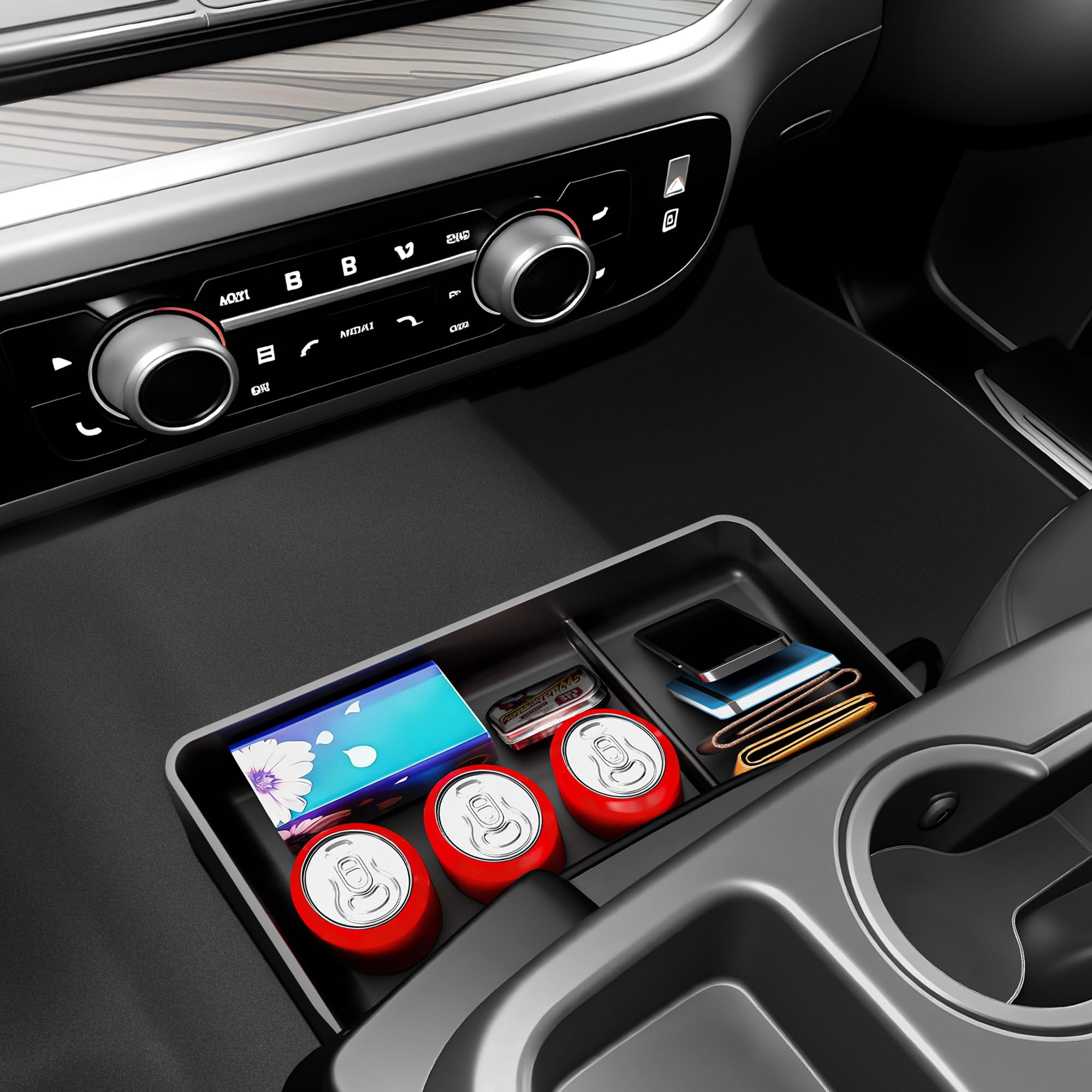 DAZANZAN console organizer tray for Silverado, front view, keeps essentials within reach.