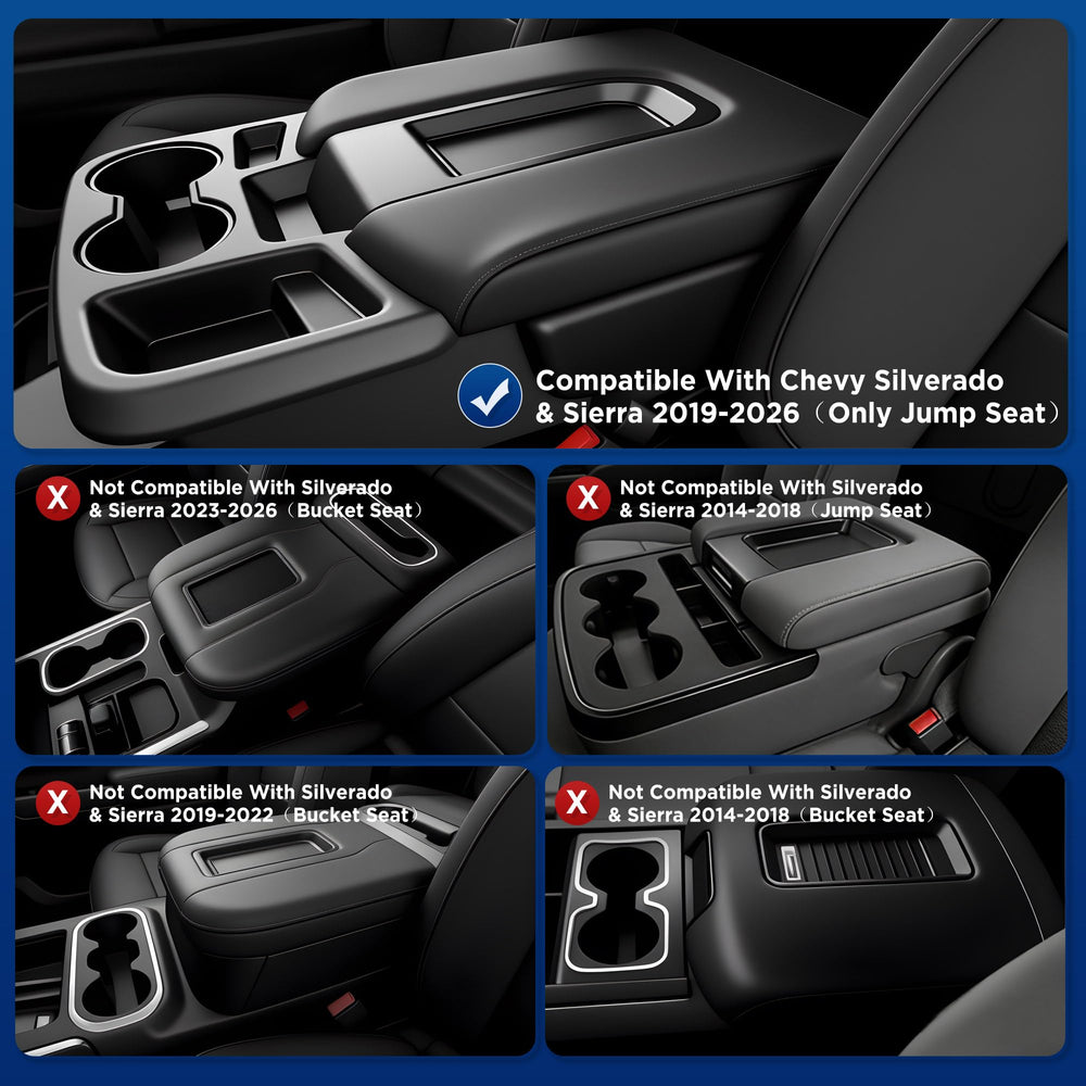 DAZANZAN center console tray for Chevy, side angle, reduces cab clutter.