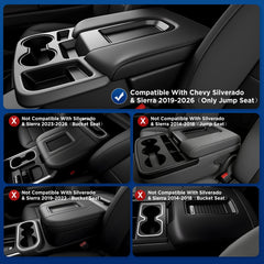 DAZANZAN center console tray for Chevy, side angle, reduces cab clutter.