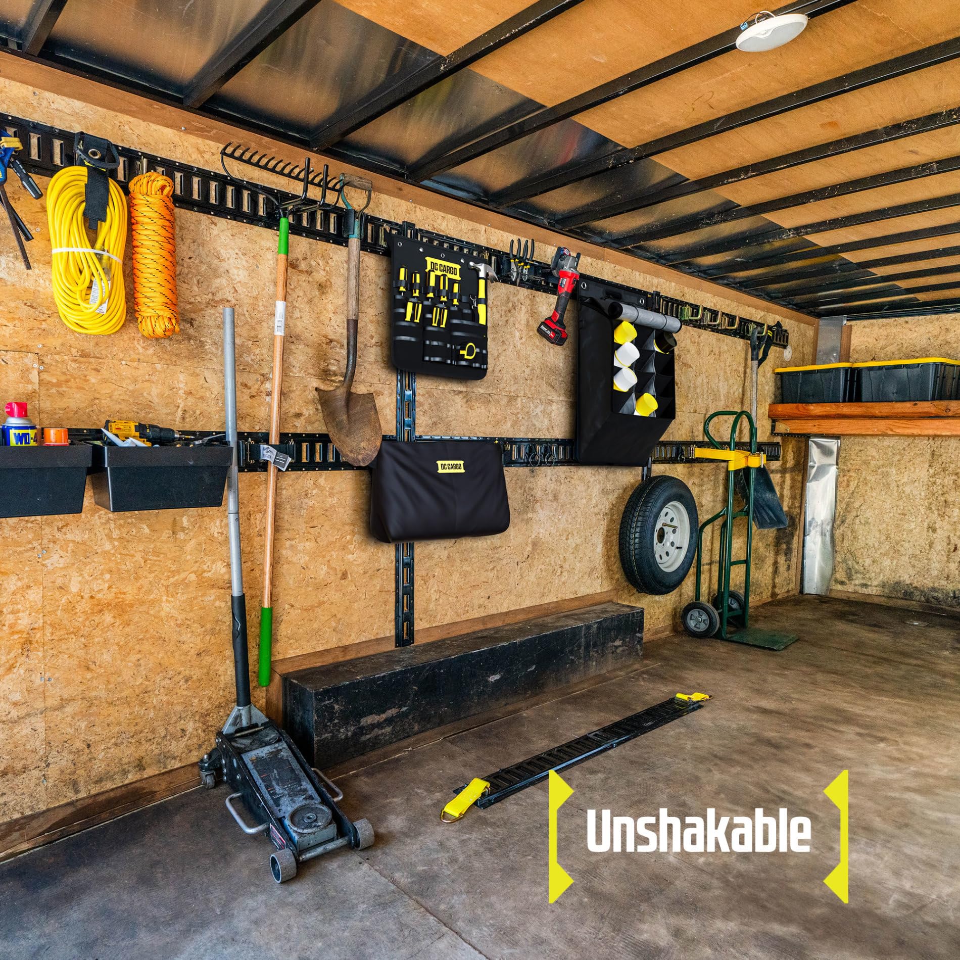 DC Cargo Mall E-Track storage bag ready to carry straps and cords in rugged canvas.