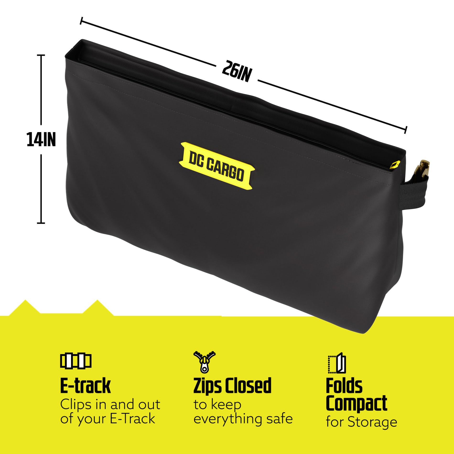 DC Cargo Mall E-Track storage bag closed zipper for secure gear storage.