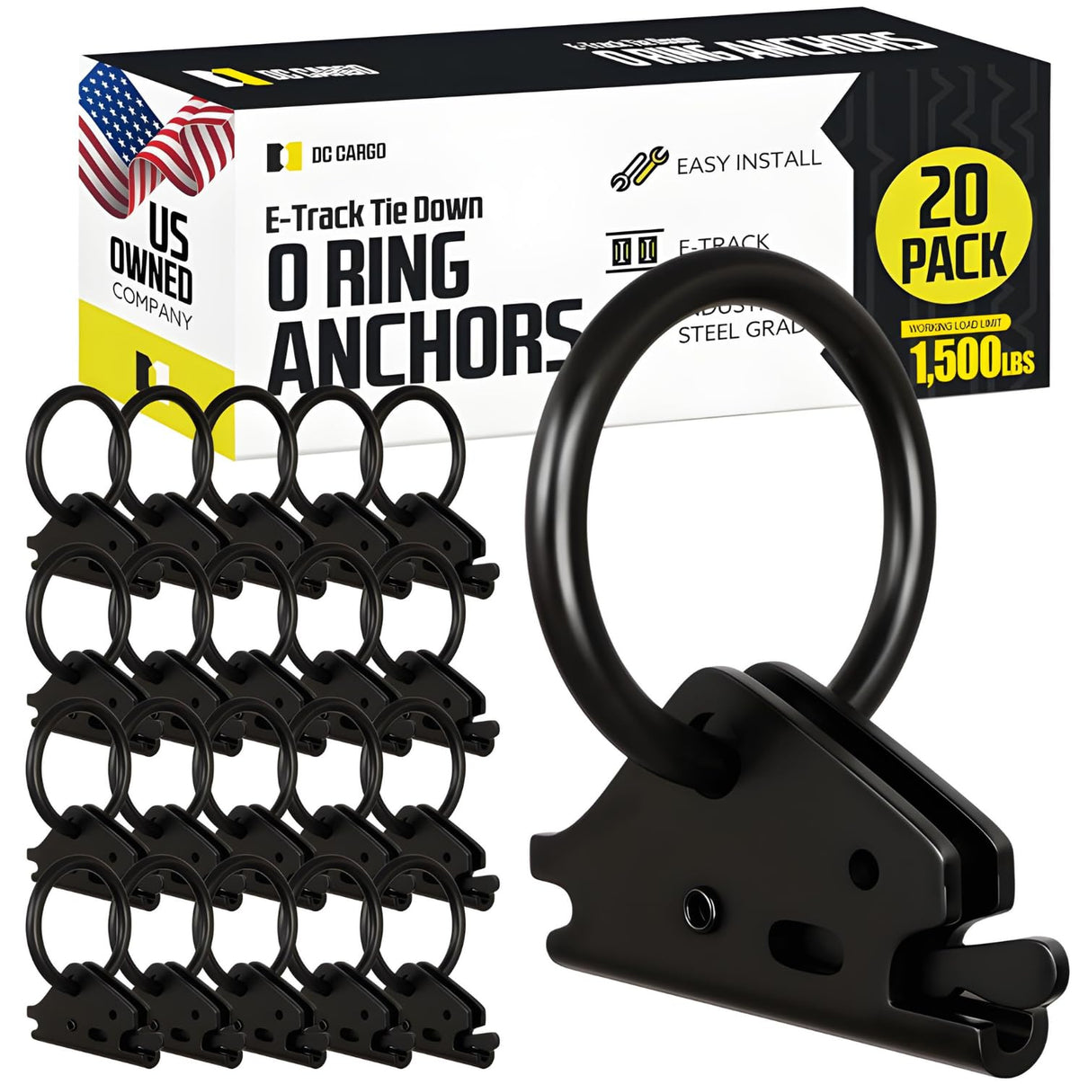 DC Cargo Mall heavy-duty steel O-ring pack 20 for secure E-Track tie-downs.