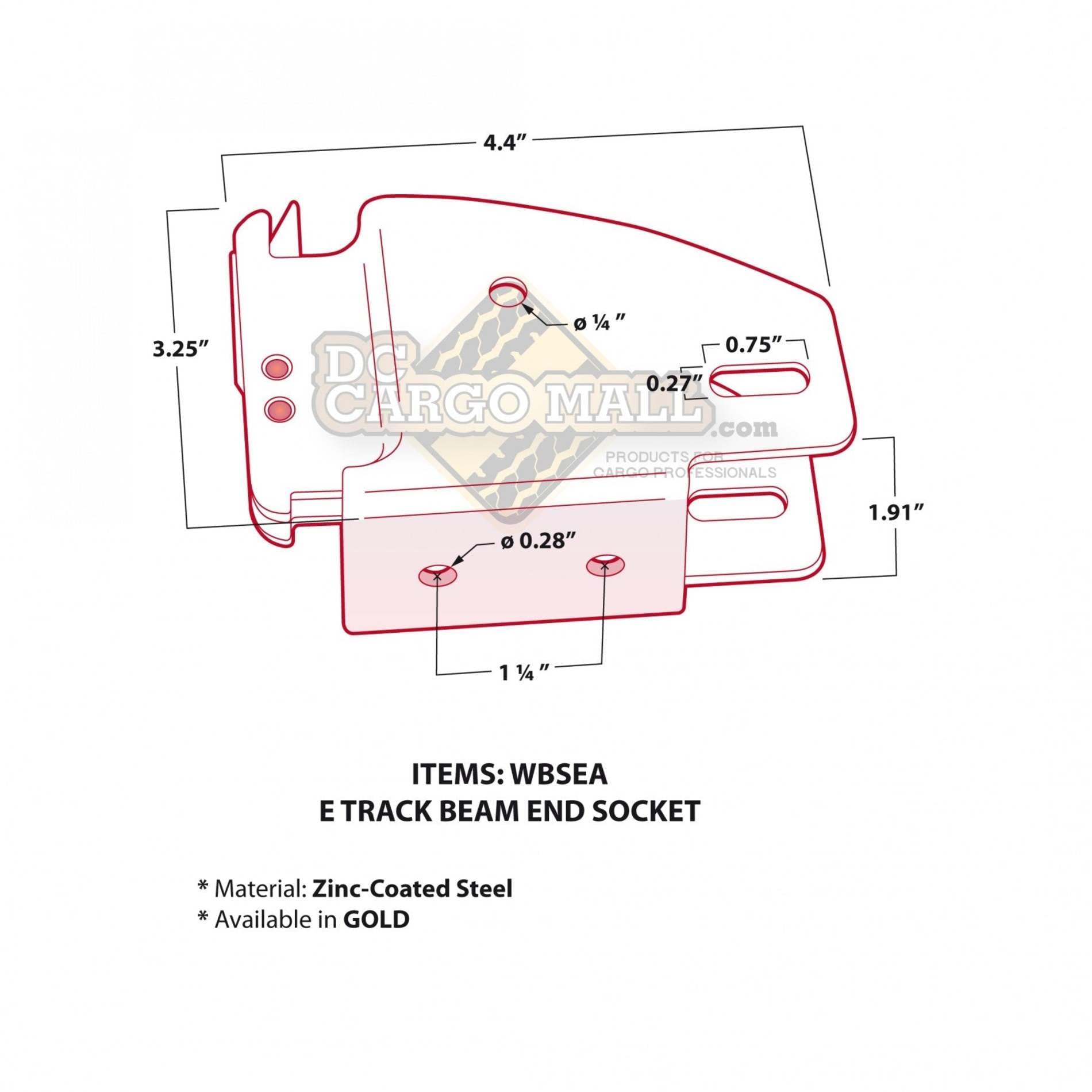 DC Cargo Mall compatible with removable E-track load bars for secure loads.
