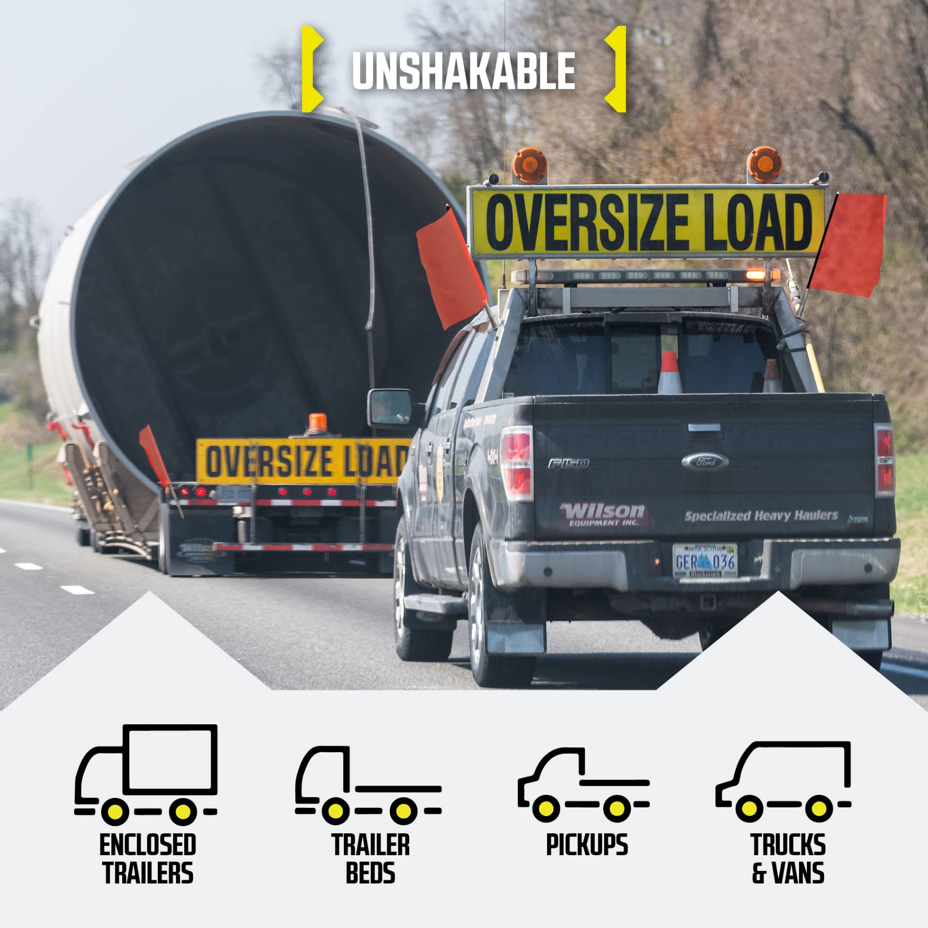 DC Cargo Mall wire-mount option enables fast flag mounting.