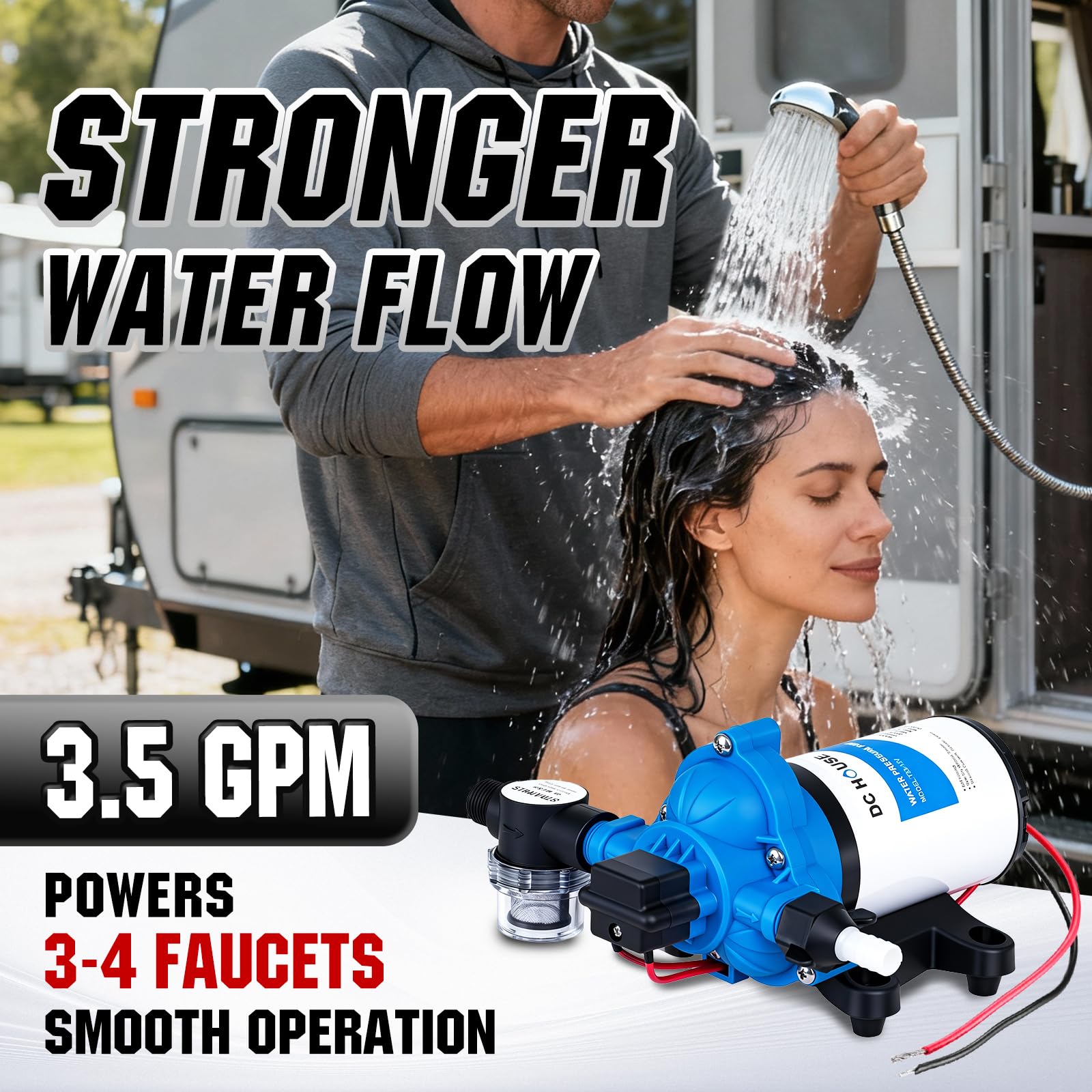 DC HOUSE off-grid water system solution for campers and cabins.