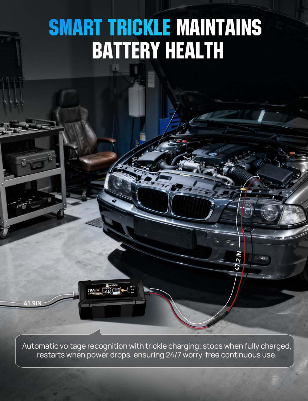 DC HOUSE winter charging mode safely preserves batteries in freezing temperatures.