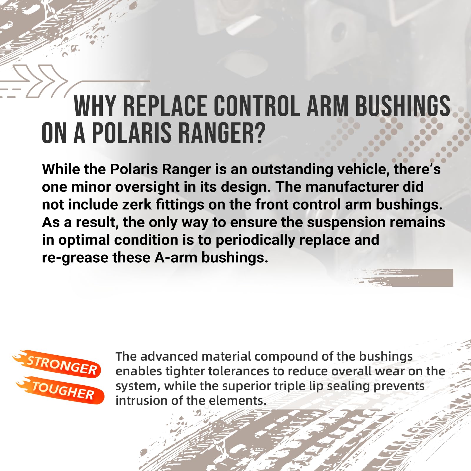 DCOMA Polaris Ranger rear lower bushing lowers noise for quieter operation