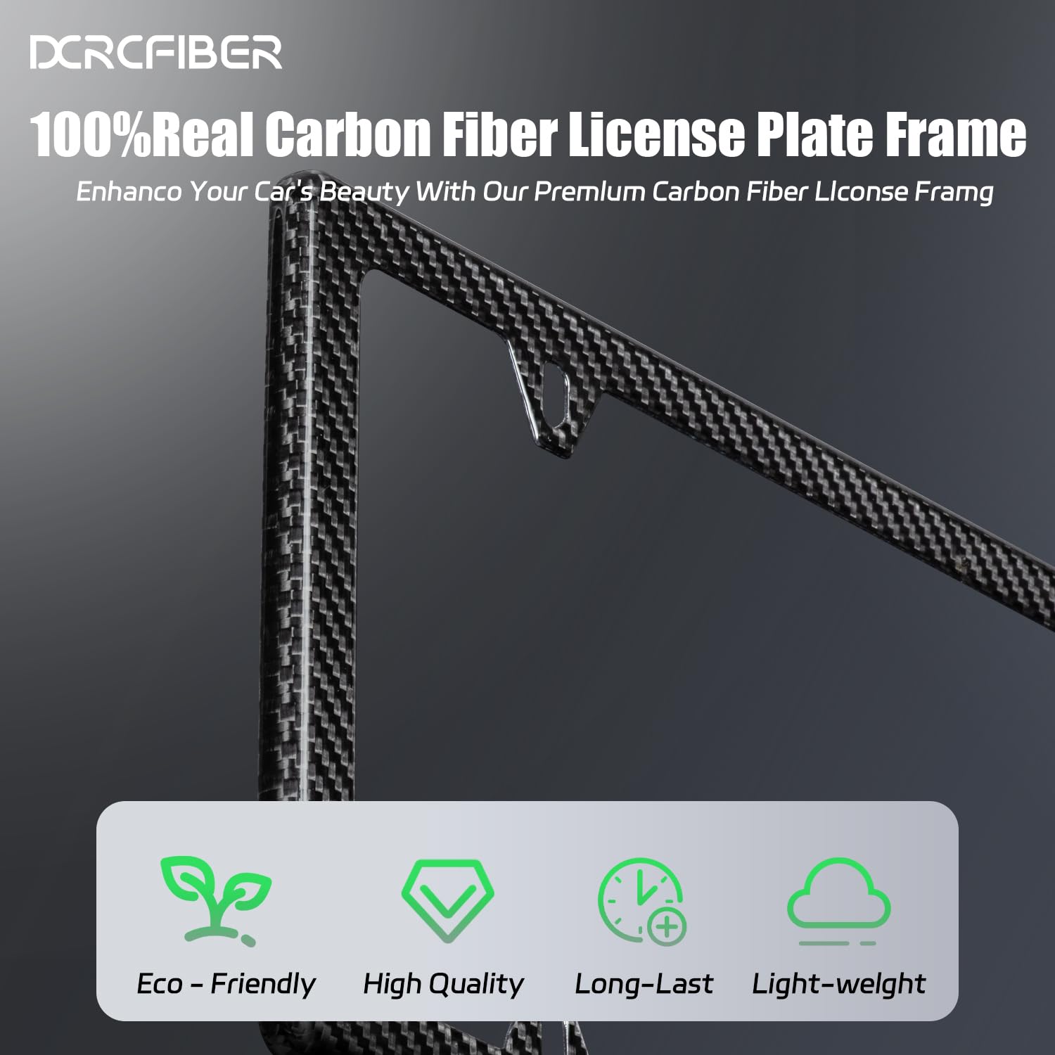 DCRCFIBER satin black carbon fiber frame; stealthy look suitable for many cars.