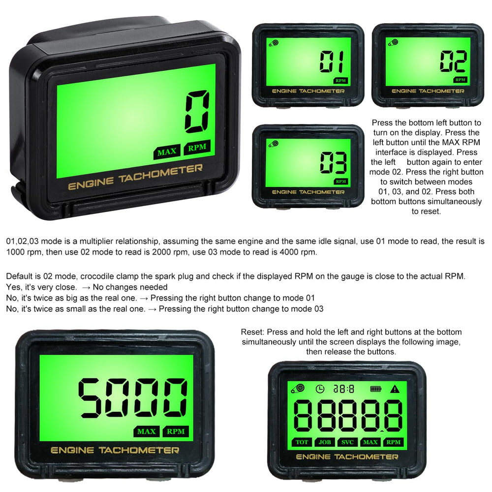 DDayuanwei multi-function display shows RPM and hours at a glance