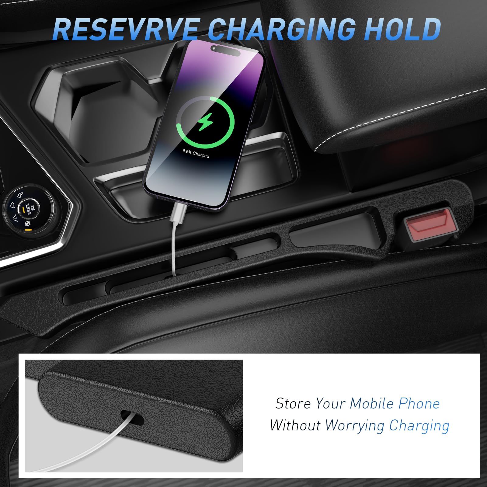 DDTPDE gap filler with reserved charging port for on-the-go devices.