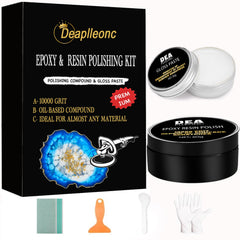 DEAPLLEONC epoxy resin polishing kit setup for a smooth, high-gloss finish.