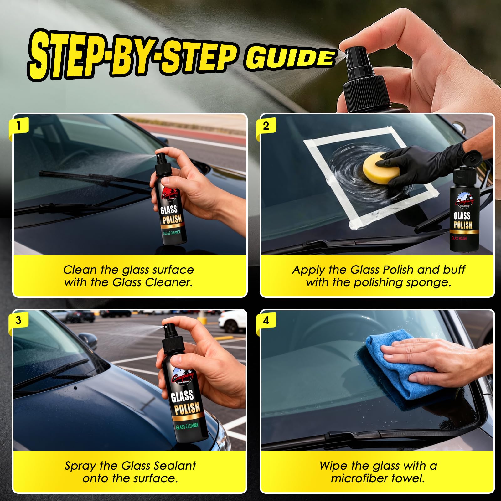 DEAPLLEONC glass cleaner spray prep surfaces before polishing
