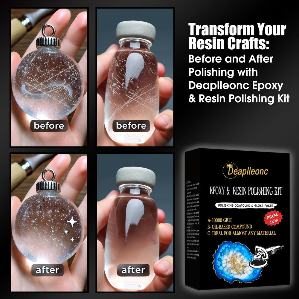 DEAPLLEONC resin scratch removal demo with polishing compound on a curved surface.