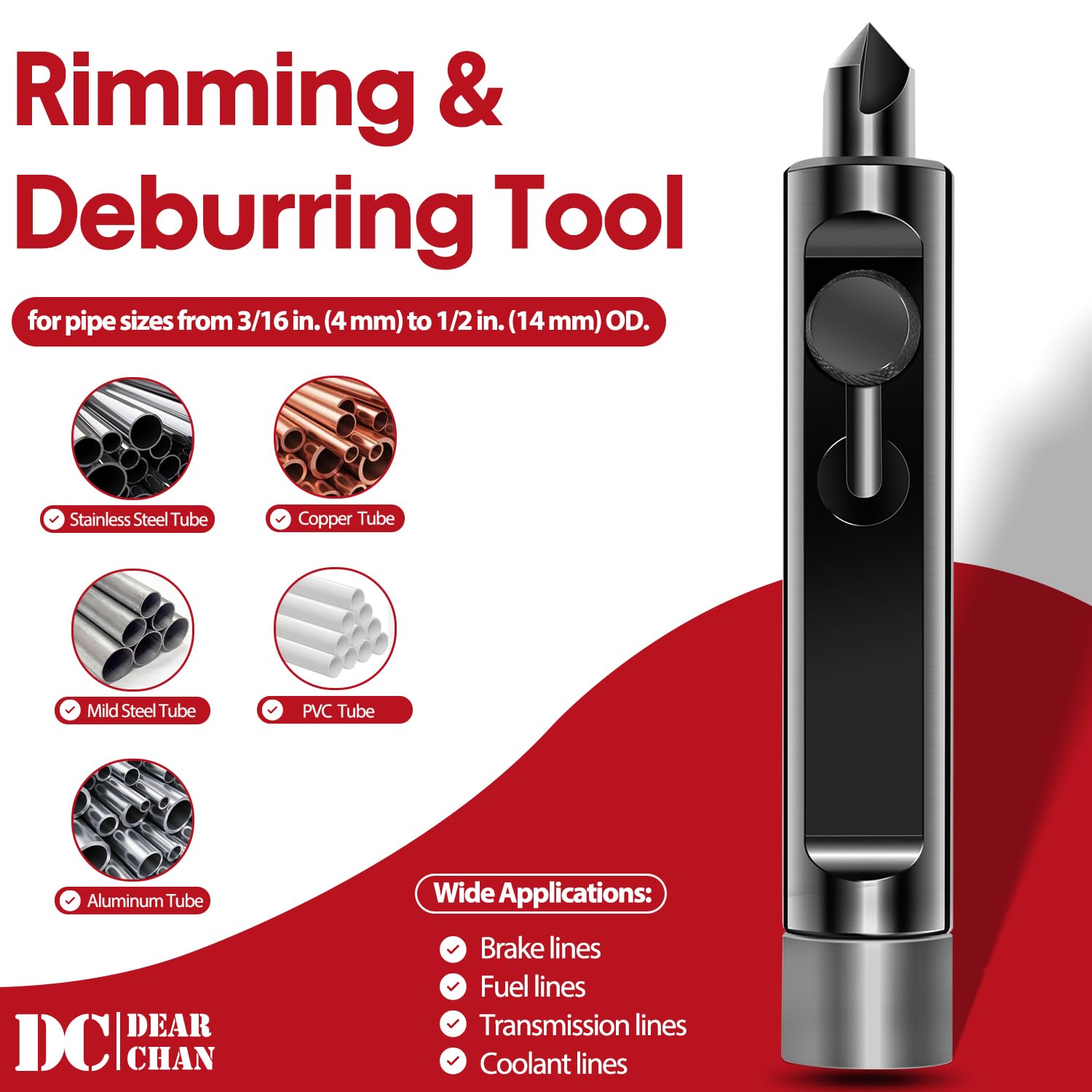 DearChan brake-line flaring tool close-up highlights three cutting edges for clean joints.