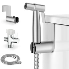Dearocean handheld bidet sprayer with stainless steel body and ergonomic grip for easy cleaning.