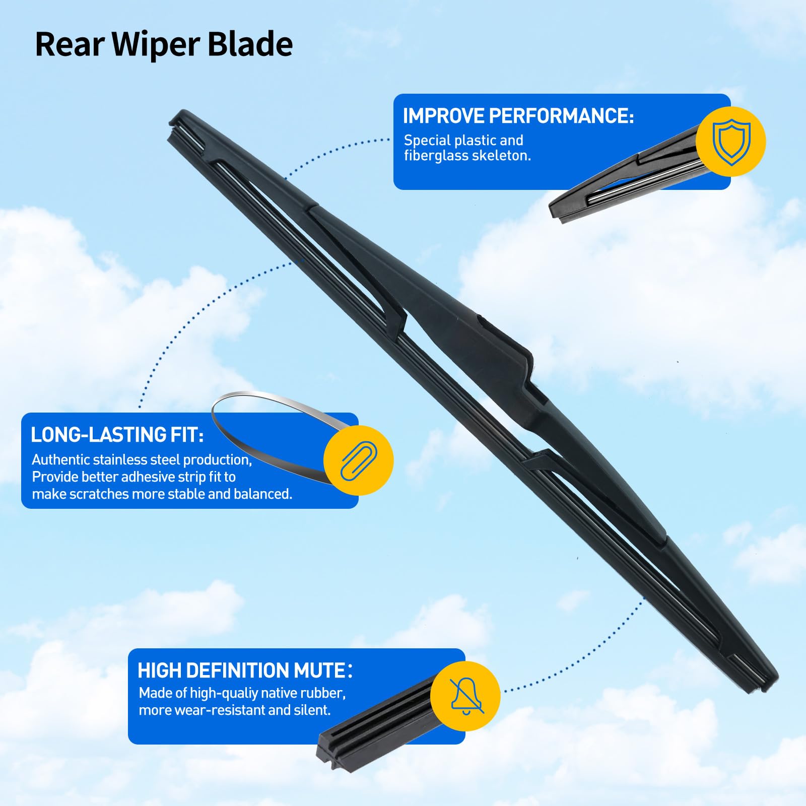 DECARTON rear wiper blade offers all-weather quiet operation and clearer rear glass.