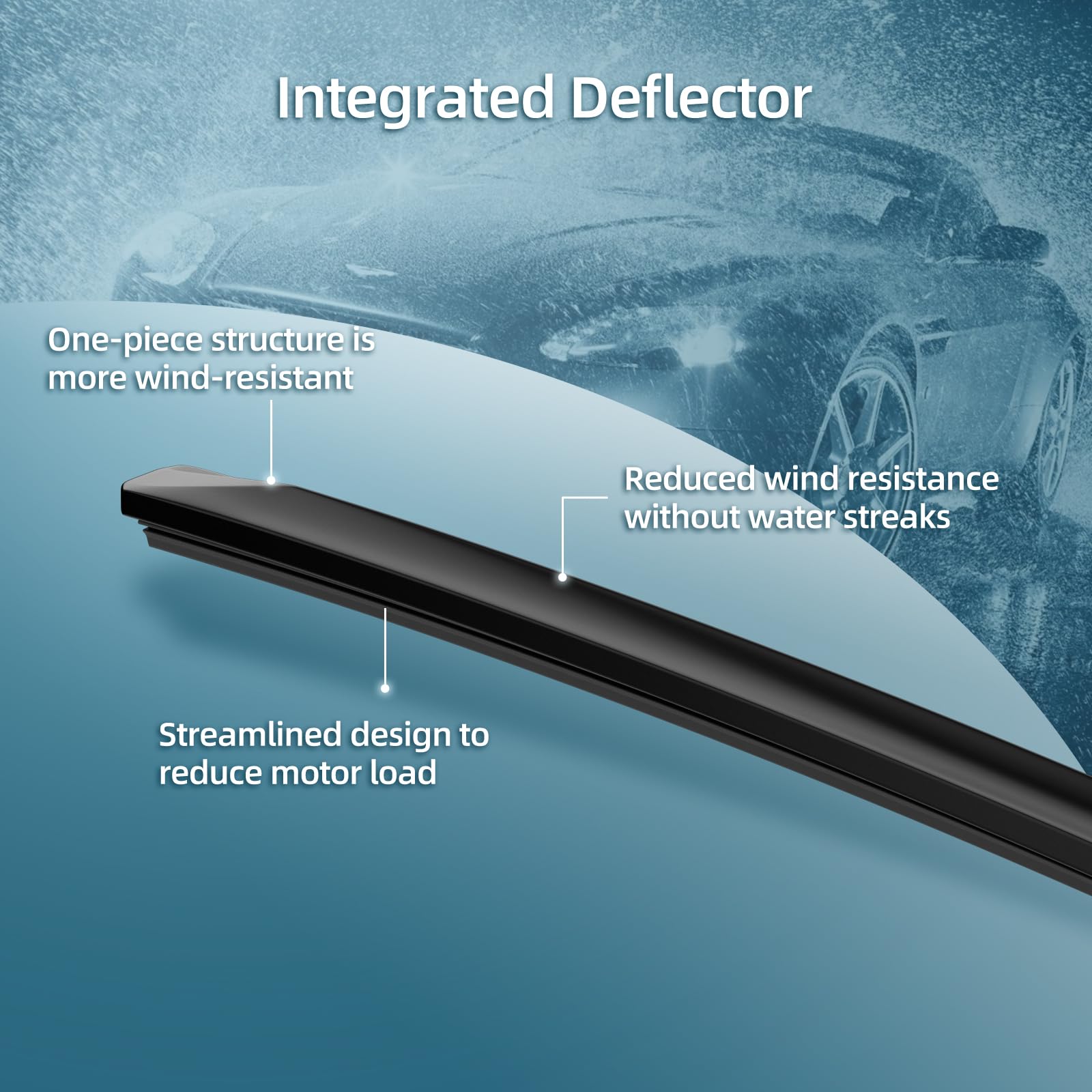 DECARTON aerodynamic wiper blade close-up for smooth air resistance and quiet operation